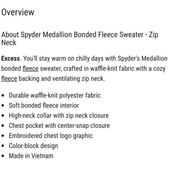 New $129 Spyder Men Medallion Bonded Sweater Fleece 1/4 Zip Jacket Cinder M‎ - Picture 3 of 7